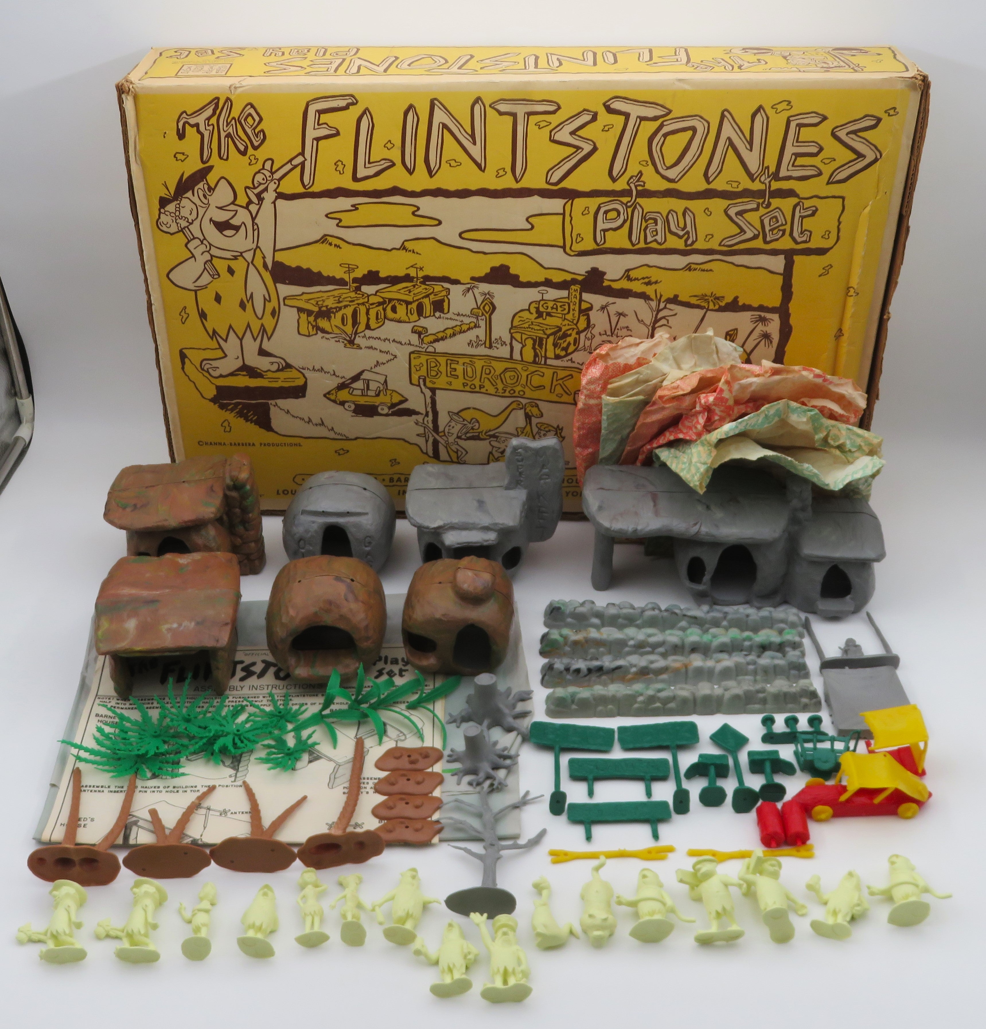VINTAGE Flintstones Playset - Louis Marx & Co. (1961) Hanna-Barbera Collectible